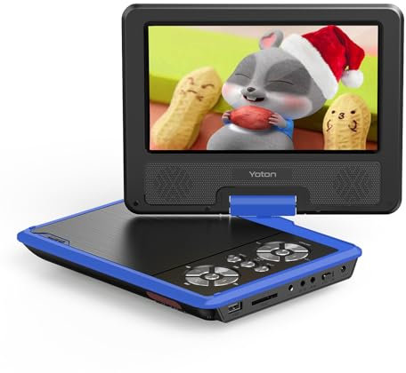 9,5 Tragbarer DVD-Player für Kinder im Auto mit 7,5 HD-Schwenkbildschirm, Stereo-Lautsprechern, 6 Stunden Akkulaufzeit, Sync-TV/USB/SD-Karten-Unterstützung, Blau [Kein Blu-ray Support]