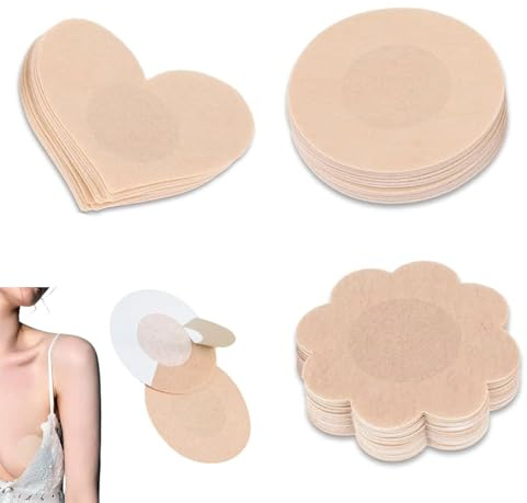 XUZOPIM 90 Pièces Cache Tetons Femme Protège-Tétons Invisibles, Jetables Cache Tétons Nipple Cover Breast Petals Stickers, Cache Teton Femme, Respirants Couvre Seins Mamelons, Ronde Prune Cœur