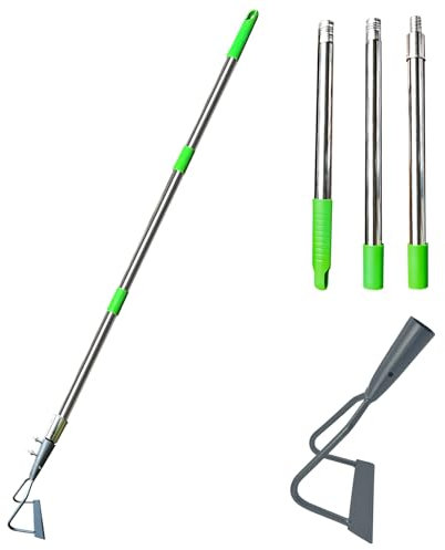 Gartenhacke Unkrauthacke,Unkrautharke Gartengeräte mit Verstellbarer Griff,Bügelzughacke Gartenhacken Garten Werkzeug,Multifunktionale Hacke Gartenzubehör für Lockern,Lüften und Jäten Bodens