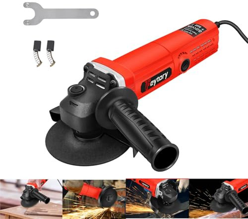 650W Corded Angle Grinder 115mm Angle Grinder with 1 Grinding Wheel,1 Wheel Cover,1 Side Handle,1 Wrench and 2 Carbon Brush,Multi-Application Angle Grinders for Sanding Cutting,Grinding,Polishing