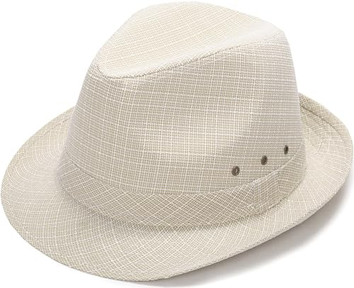 YeeHeen Fedora-Hut für Herren und Damen, Leinen, Panamahut, Jazz Gatsby, Beige, Einheitsgröße