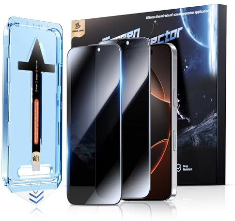MAGIC JOHN Protector Pantalla de Privacidad para iPhone 16 Pro Max, 2 Piezas, Antiespia Cristal Vidrio Templado 9H, Alineación Automática para Una Instalación Rápida, Sin Burbujas, Antiarañazos