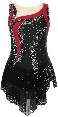 Vestido de Baile Brillantes sin Mangas para Mujer Maillot de Danza Ballet | Traje de Competición y Espectáculo para Patinaje Sobre Hielo, Gimnasia, Ballet y Danza Contemporánea S-XL