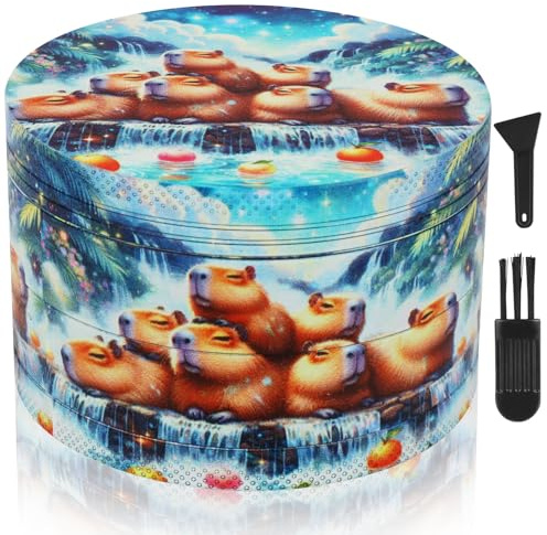 Grinder Grande tritatutto da 63 mm, set da 4 pezzi, design albero, macinaspezie con raschietto e spazzola in plastica, smerigliatrice per polline in metallo per spezie (Kapibala)