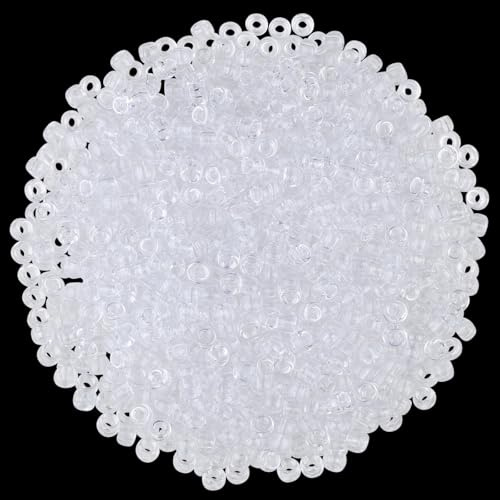 GUJOXILA 1000 Stück Transparentes Weiß Pony Perlen mit Zum Auffädeln | Große Loch 6x9mm Kandi Beads Bastelperlen Pony Bead Perlen Set für Armbänder Halsketten Schlüsselanhänger Schmuckherstellung