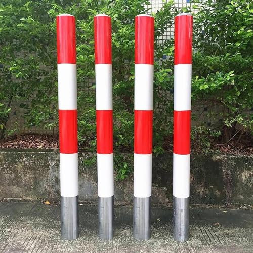 RKJDMSWJ Paletti di Sicurezza, Paletti di parcheggio, Barriera Stradale in Acciaio, Coni di Sicurezza, 4 Pali di Sicurezza in Metallo per vialetti, Paletti di Sicurezza interrati, Palo stra