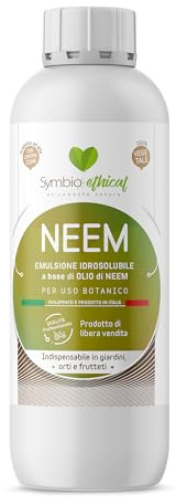 SYMBIOETHICAL - NEEM, émulsion hydrosoluble à base d'huile de neem pour plantes, concentrée à usage botanique, 100% végétal, fabriquée en Italie, 1 litre