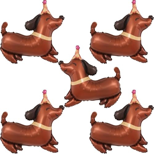 5 Stück Hund Folienballon, Ballon Tiere Hund, Luftballons Geburtstag Hunde, Helium Luftballons Hunde Ballons, Hund Luftballon für Kinder Geburtstag Baby Shower Hunde Tiere Thema Party Deko (A)