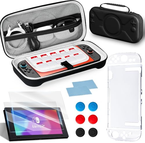 Carrying Case for Nintendo Switch 2 Travel Case with Screen Protector Protector Thumb Grip Portable & Large Capacity Switch 2 Case with 10 Game Card Slots for Switch 2 Accessories Storage