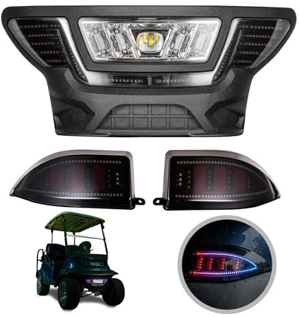 NOKINS Golf Cart Light Kit Fit for Club Car Precedent Tempo Gas and Electric Models, Application Control Deluxe RGB PLUS LED Light kit, Multi-Color Change RGB Headlight Bumper Lights