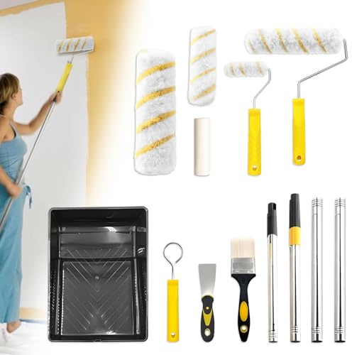 Paint Roller Set of 13, Paint Rollers and Trays Sets, Roller Sets for Painting Walls, Ceiling, Decorating Kit