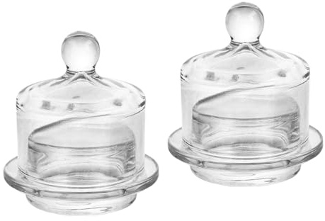KiBcsLic 2 Mantequilleras de Vidrio con Tapa, Portátiles, para Dulces Y Gelatina en El Refrigerador.