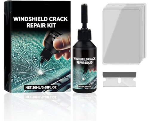 IWIDYA Kit de réparation de pare-brise fissuré pour éclats et fissures,colle pare brise voiture, kit de réparation de fissures de pare-brise de voiture, liquide de réparation de fenêtre pour fissures