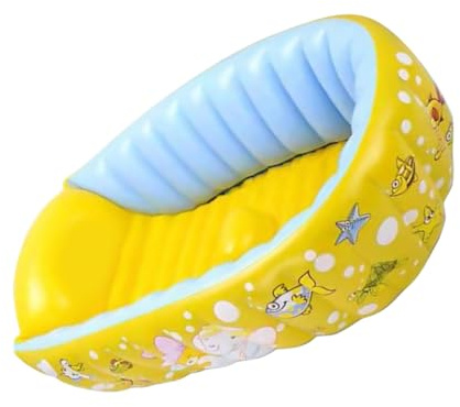 Pvc Vasca da Bagno Giallo Gonfiabile in Ragazzo Ragazza | Disegno a Cartone, Portatile e Facile da Usare, per Bagno e Piscina All'aperto, Facile da Riporre