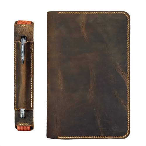 Lederhülle Kompatibel mit Leuchtturm1917 Medium A5/Jottbook A5, Gravur | Vollnarbenleder, handgenäht, Leuchtturm1917 Medium A5/Jottbook A5 kompatibel, Gummibandöffnung, Gravur, Stifthülle optional