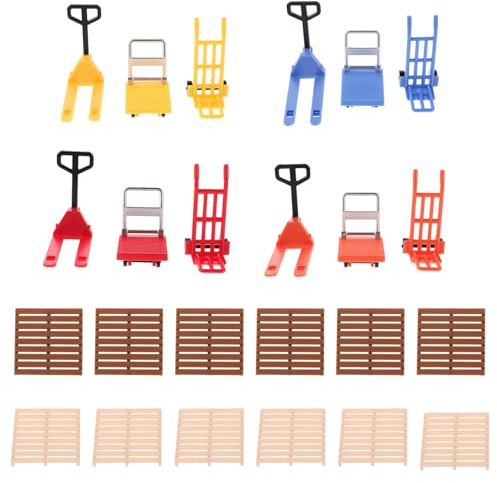 Gatuida Carrello elevatore giocattolo da 36 pezzi con pallet, mini transpallet per giochi di ruolo in magazzino per bambini, giocattoli in plastica per veicoli da costruzione per lavoretti creativi
