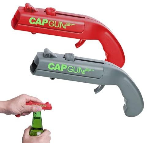 Flaschenöffner Pistole,2 Stück Lustige Schuss Flaschenöffner,Biergeschenke für Männer,Bieröffner im Pistolen-Design,FlaschenöffnerLustig für Den Einsatz Zu Hause,In Der Bar Oder Auf Partys(Grau,Rot)