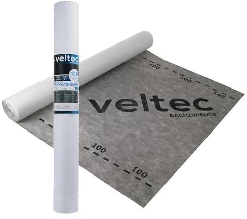 Parotec_Veltec 3-lagige Unterspannbahn 100g–200g/m² Diffusionsoffene Dachfolie W1 wasserdicht Sd 0,03–0,04 m Reißfest & UV-beständig 10m 25m 50m Unterdeckbahn für Steildach (100g - 15m²=10m x 1,5m)