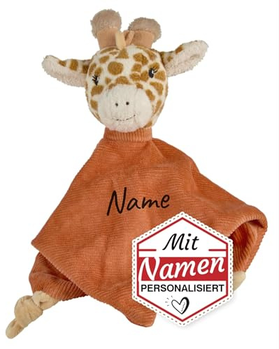 Sterntaler Baby Geschenk personalisiert Giraffe Kaya, mit Namen Bestickt - Schmusetuch/Kuscheltuch Tröster, Cottage Stil, einfarbig, flauschig und hautfreundlich
