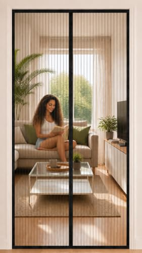 Zanzariera Porta Finestra Magnetica 90x240 cm, Chiusura Automatica Magnetica, Fibra di Vetro Rinforzata, Rete Antizanzare per Balcone, Anti Mosche Anti-zanzare Zanzariere a Calamita