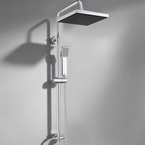 INMOZATA Shower Riser Rail Set with Twin Heads:Rainfall and Handheld Shower | Shower Slide Bar with 10 Adjustable Overhead RainfallShower