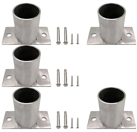 Rund stolpbas i rostfritt stål - Vattentätt stolpeankare for däck, staket och räcken - mångsidig stödhållare 1 st(5PCS 80mm)
