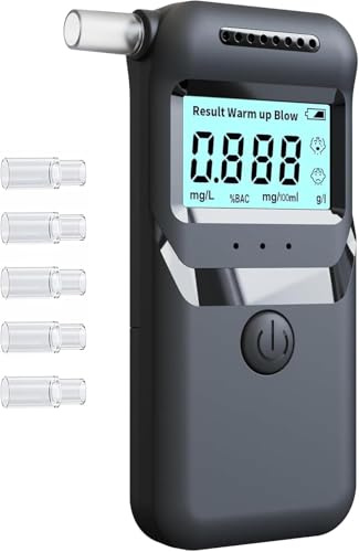 KAIJUUS Breathalyzer UK - CE Certified High Accuracy Alcohol Tester,5-Second Fast Detection, Portable Breathalyser with LCD Display &5 Disposable Mouthpieces(Alcohol Detector/Breathalysers)