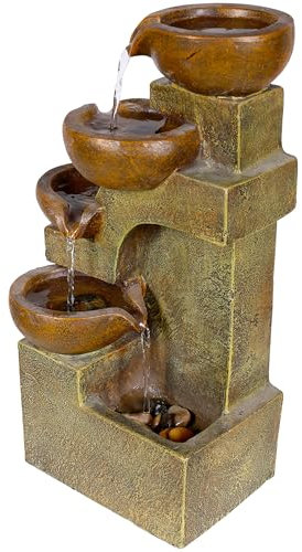 Alpine Corporation 41 cm Tall Indoor/Outdoor Tabletop 4-Tier Pouring Pots Fountain, Brown