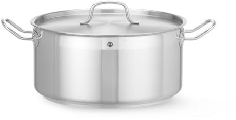 HENDI Marmite, basse, couvercle avec trous de vapeur, pot de cuisson, casserole, braisière, faitout, convient à toutes les sources de chaleur, lavable au lave-vaisselle, 12L, ø320x(H)150mm, inox