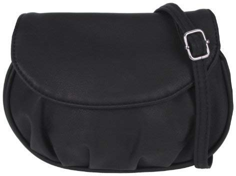 New Bags Schultertasche Abendtasche Umhängetasche Überschlagtasche S NB3041 Kunstleder 19cmx15cmx6cm (BxHxT) (Schwarz)