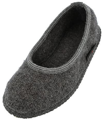 HAFLINGER Slipper Marina Filzpantoffel Hausschuh Ballerina Anthrazit, Gr. 42