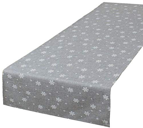 Tischläufer Snow grau, 40x140 cm, Moderne Tischdecke zu Weihnachten