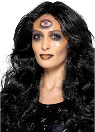 Smiffys Wahrsager-Kosmetik-Set, Aqua, Gold, 3 Farben, Glitzertopf, Klebetattoo, Schwamm & Pinsel Halloween