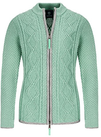 Almbock Trachten Janker Damen - Hochwertige Strickjacke Damen - Strickjacke Damen Grün aus feiner Wolle in Grün Gr. M