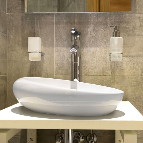 Lavabo vasque à poser en céramique pour toilettes invités Waschbecken24 (Blanc / A290, 49x30x13cm)