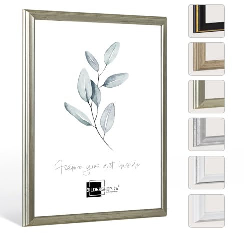 Bildershop-24 Bilderrahmen Barockrahmen Kalypso 70 X 90 cm Silber Antik ANTIREFLEX