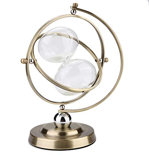 Gold Metall 15 Minuten rotierende Sanduhr, Klassische Sandglasuhr Timer Wein ERN¨¹chternde Zeitschaltuhr im Wohnzimmer, Schlafzimmer, 10,23 x 7,48 Zoll