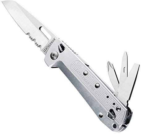 LEATHERMAN - FREE K2X Multifunktionsmesser mit Magnet-Technologie und 8 Tools, Aluminum Griffschalen und Taschenclip, 832654, Silber