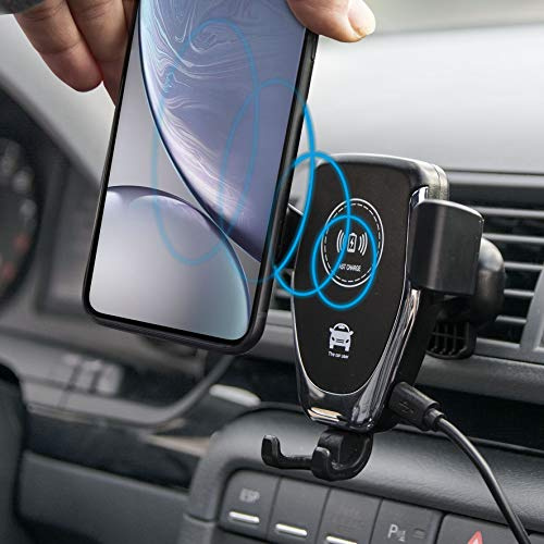 Mobiltelefonhållare bil med laddningsfunktion/trådlös billaddare, mobiltelefonladdare, trådlös laddare, induktiv laddning, för alla smartphones med Qi-standard/med hållare på ventilation