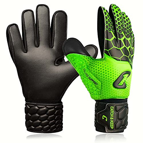 CATCH & KEEP Torwarthandschuhe Kinder Größe 3 - Kralle Junior Pro 3.0 mit Dragon Grip - Fußballhandschuhe mit Extra Daumenstütze, Handgelenksbandage & Punching Zone
