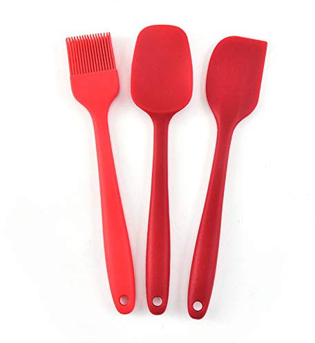 Silikon-Spatel Set mit 3 Stück, inklusive Schaufel, Schaber, Ölbürste, hitzebeständige Antihaft-Küchenschaber aus Gummi zum Kochen, Backen und Mischen