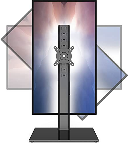 Hemudu Monitor Ständer Tischständer für 27 Zoll-43 Zoll Monitore, schwenkbar, neigbar, rotierbar, höhenverstellbar schwarz HT05B-003P