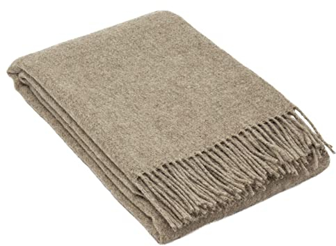 Manta de Lana 140x200 cm, 100% Pura de Nueva Zelanda, Plaid de Lana Suave para Cama y Sofá, Colcha como Cubrecama para Sofás, Elegante Cubrecama con Flecos – Nostra Zelandia Wool Manta Grande