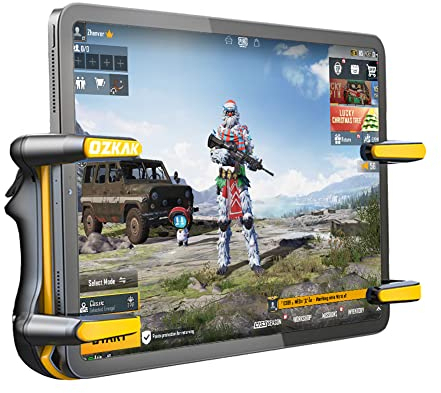 Ozkak Tablet Controller Rapid Fire 6 Fingers Triggers Joystick L1R1 L2R2 Grip Accessories for call of duty PUBG Compatible with iPad Android Samsung Tablet
