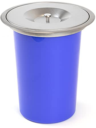 Emuca - Worktop waste bin with lid, Waste containers for kitchen 7L, Built-in waste bin, Stainless steel.