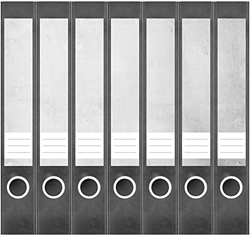 Etiketten für Ordner | Stein Wand Grau | 7 Aufkleber für schmale Ordnerrücken | Selbstklebende Design Ordneretiketten Rückenschilder