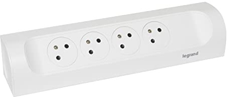 Legrand - Eck-Steckdosenleiste Steckdosenadapter Verteilersteckdose mit 4 Steckdosen Surface mit Erdung zum Verdrahten - weiß - ohne Kabel, 049408