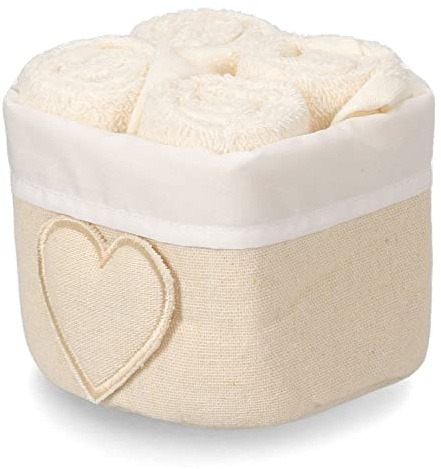 Casatessile Lavage de Salle de Bain avec Panier en Tissu 4 pcs. Susanna Évier de Bain 30x30, Serviettes Petit Visage et Bidet - Panna