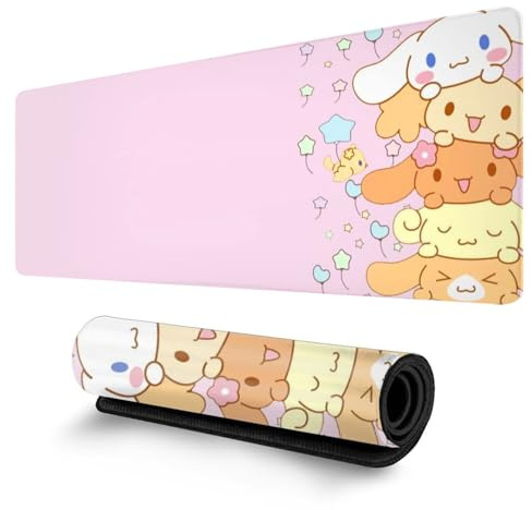 Tulade Stor musmatta i rosa polyester – utökad skrivbordsmatta för tangentbord, spel, kontorsanvändning – L-storlek, 30 x 80 cm, halkfri, vattentät, vikbar, bärbar – skrivbordsdyna, present till