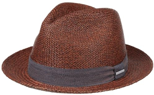 Stetson Lamaro Player Panamahut Einfarbiger Pork Pie Handgeflochtener Hut Ecuador Herren Frühjahr Sommer braun S (54-55 cm)